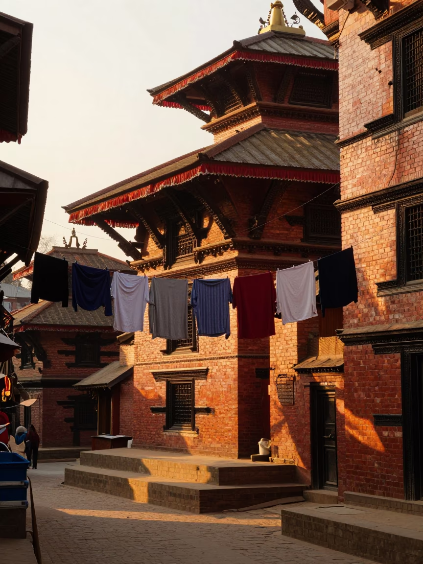 Street Scene in Kathmandu at Golden Hour in in Kathmandu, Nepal
