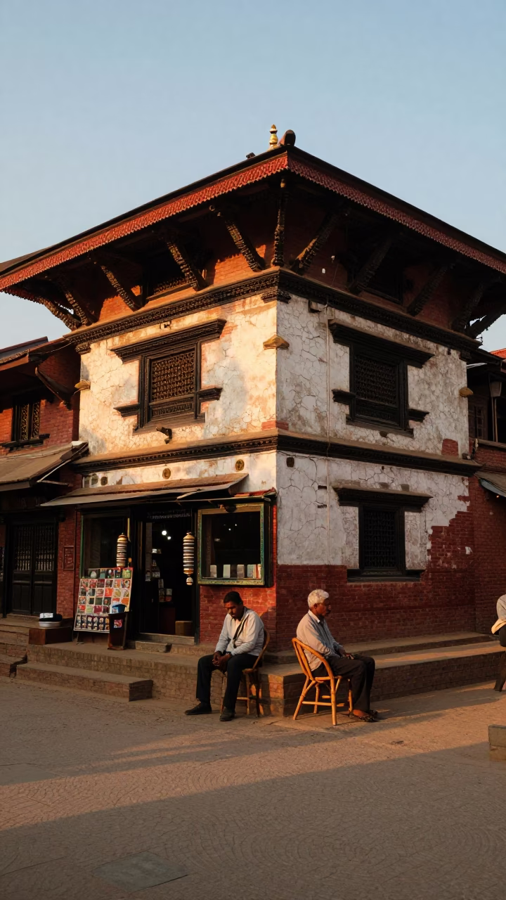 Street Scene in Kathmandu at Sunset Light in in Kathmandu, Nepal