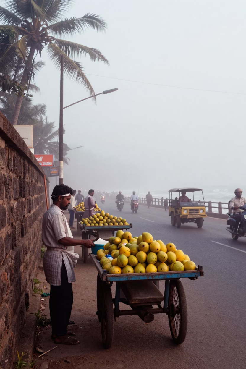 Street Scene in Kochi at Dawn Light in in Kochi, India