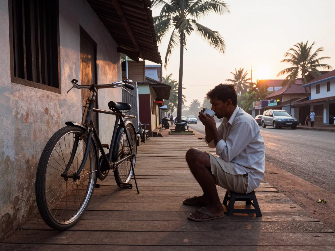 Street Scene in Kochi at First Light Of Dawn in in Kochi, India