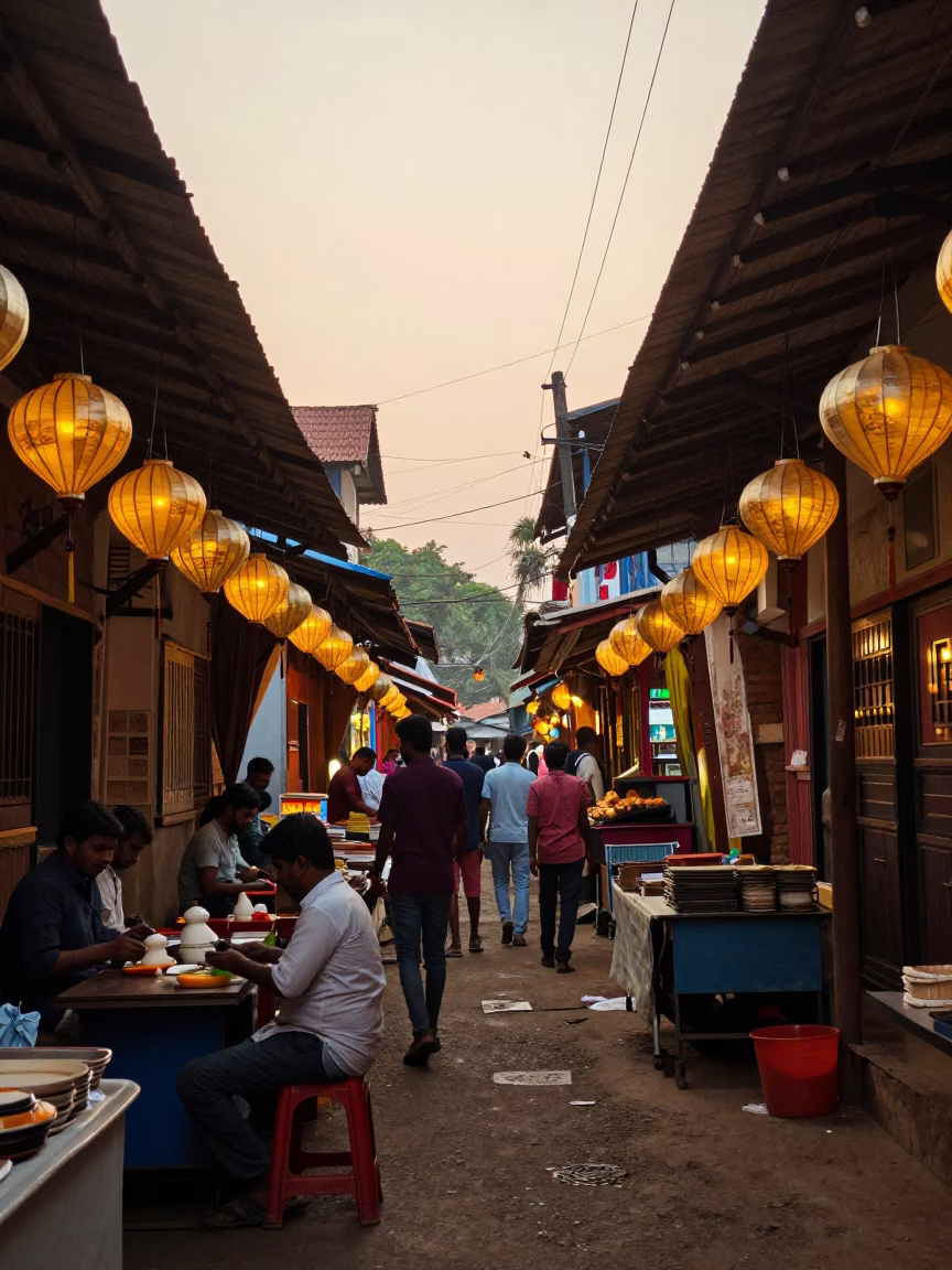 Street Scene in Kochi at Golden Hour in in Kochi, India