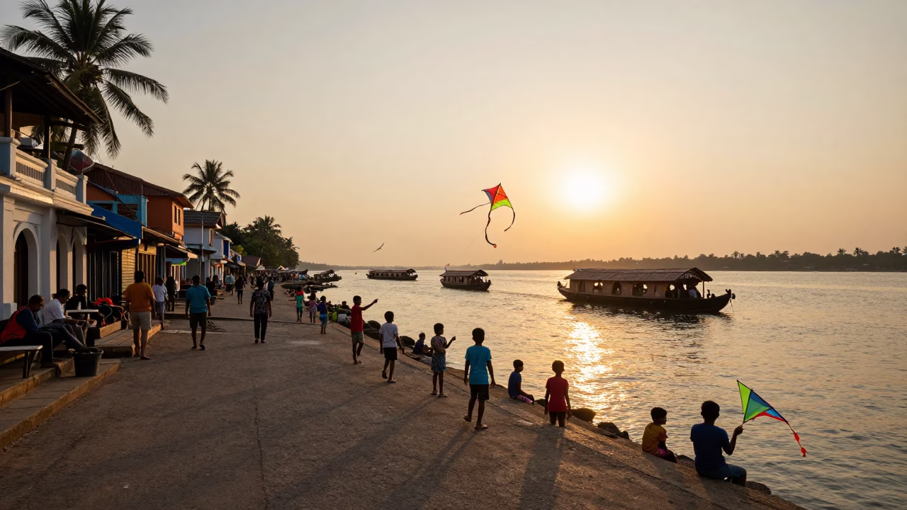 Street Scene in Kochi at Golden Hour in in Kochi, India