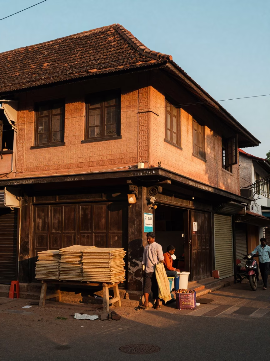 Street Scene in Kochi at Golden Hour in in Kochi, India