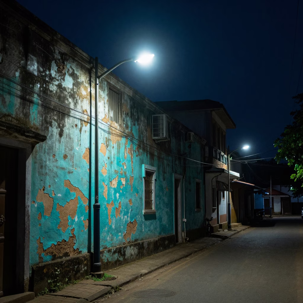 Street Scene in Kochi at Midnight Light in in Kochi, India