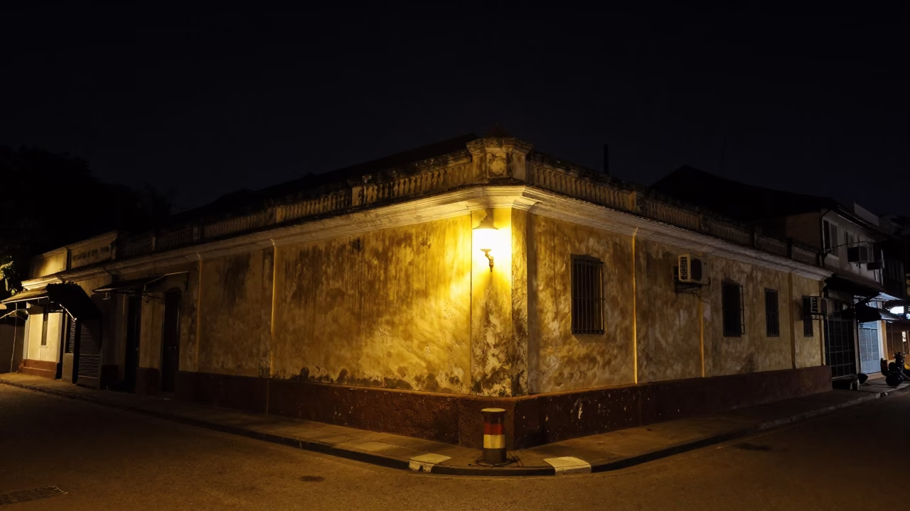 Street Scene in Kochi at The Deepest Night Sky Light in in Kochi, India