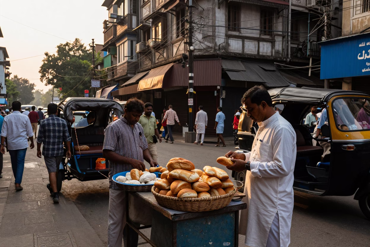 Street Scene in Kolkata at Golden Hour in in Kolkata, India