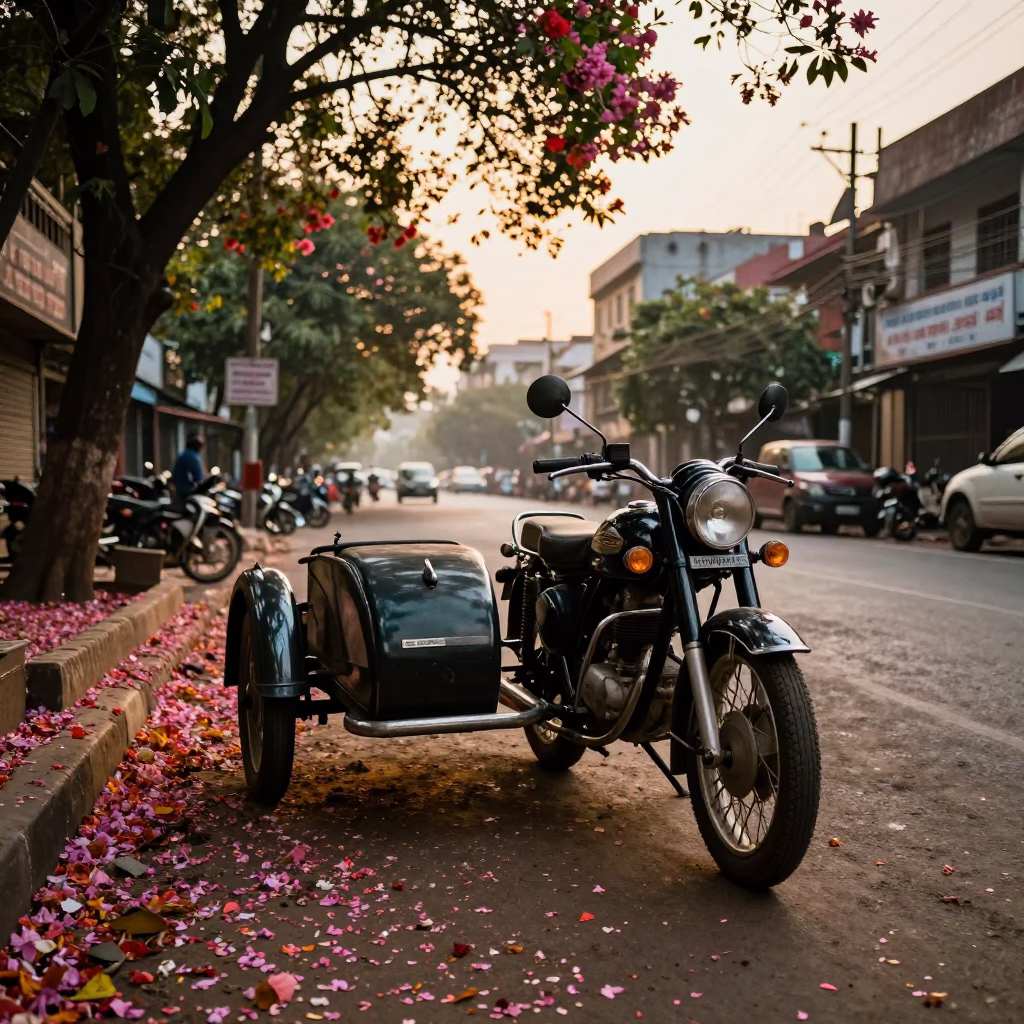 Street Scene in Kolkata at Golden Hour in in Kolkata, India