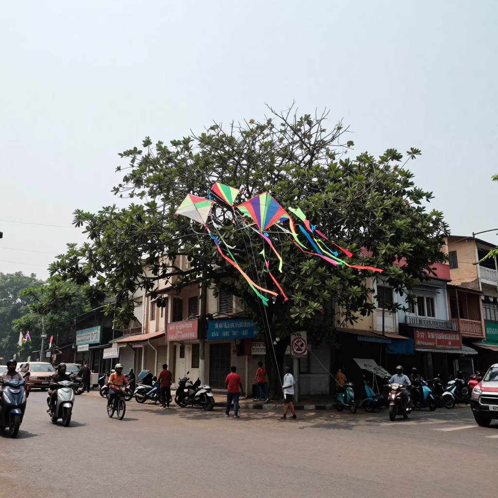 Street Scene in Kolkata at Midday Light in in Kolkata, India