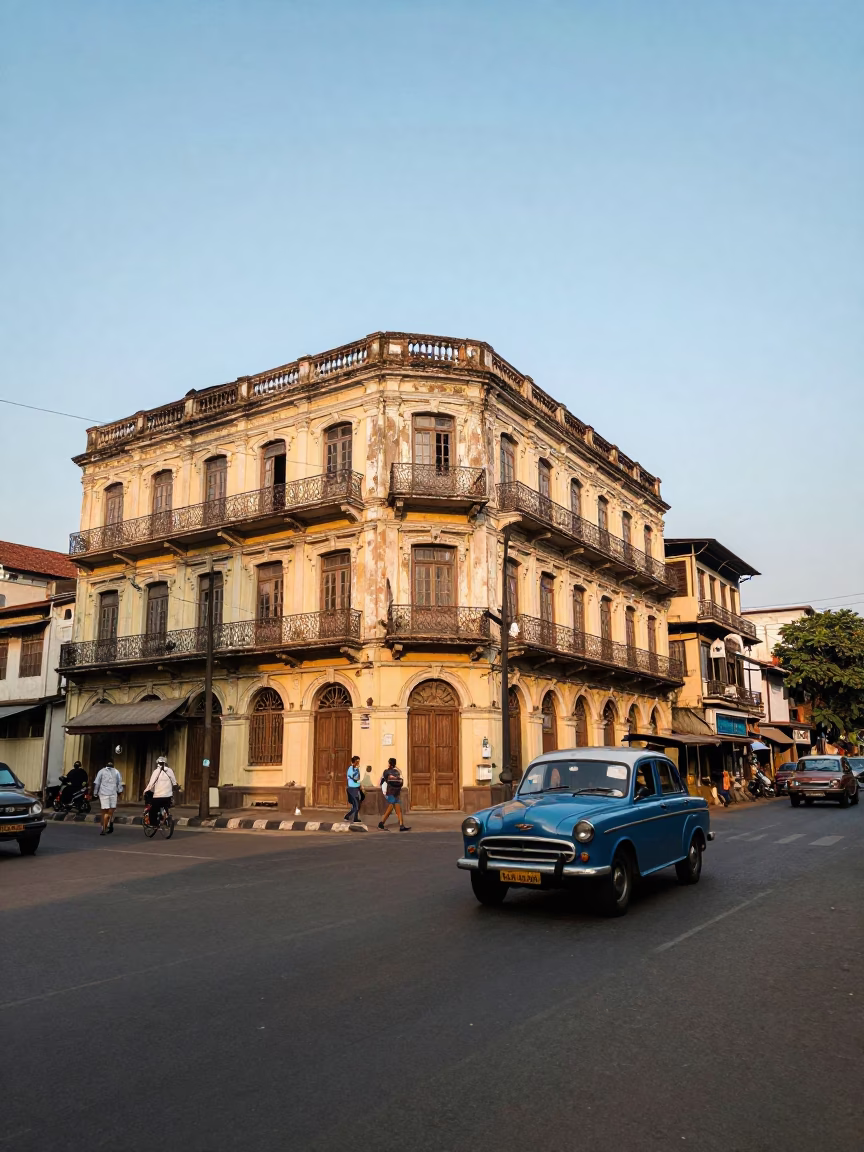Street Scene in Kolkata at The Early Afternoon Light in in Kolkata, India