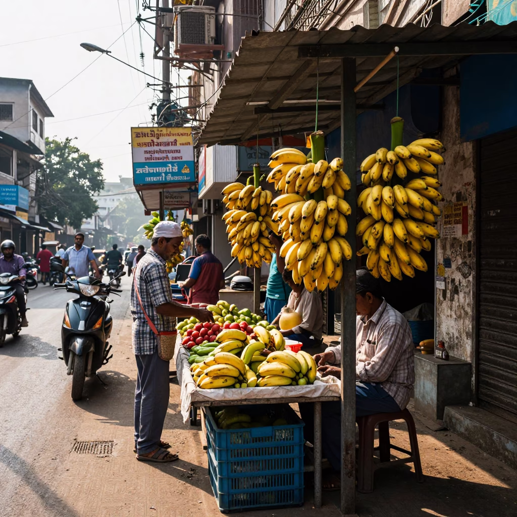 Street Scene in Kolkata at The Late Morning Light in in Kolkata, India