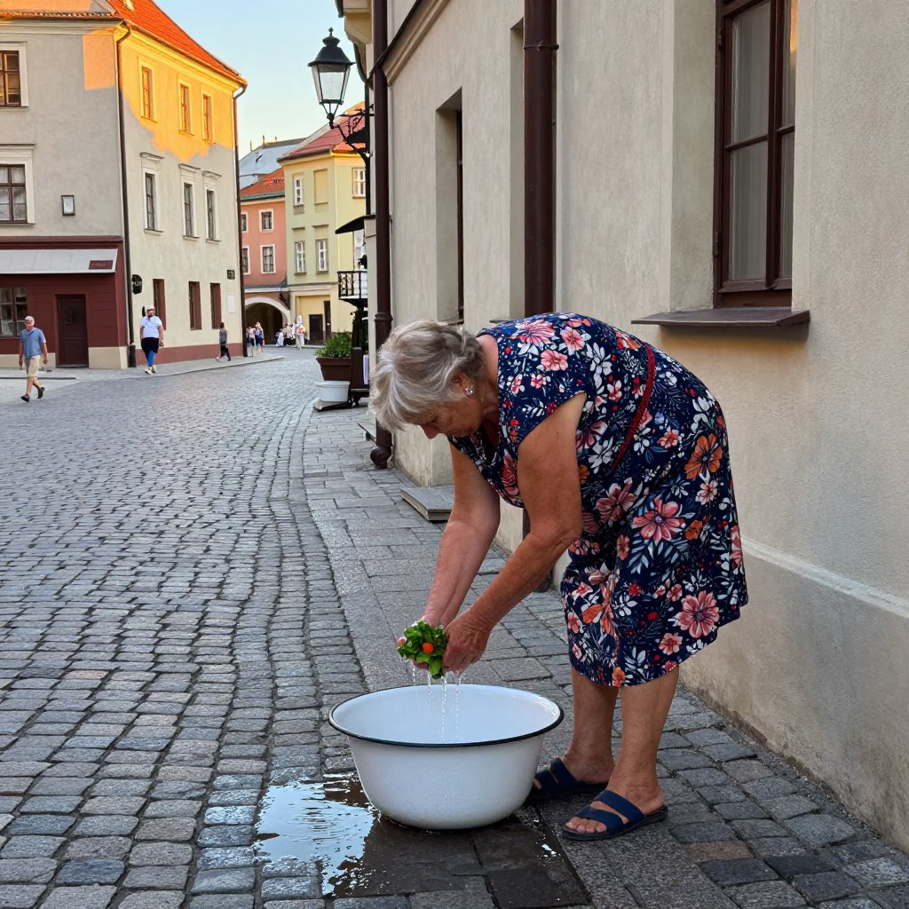 Street Scene in Krakow at Evening Light in in Krakow, Poland