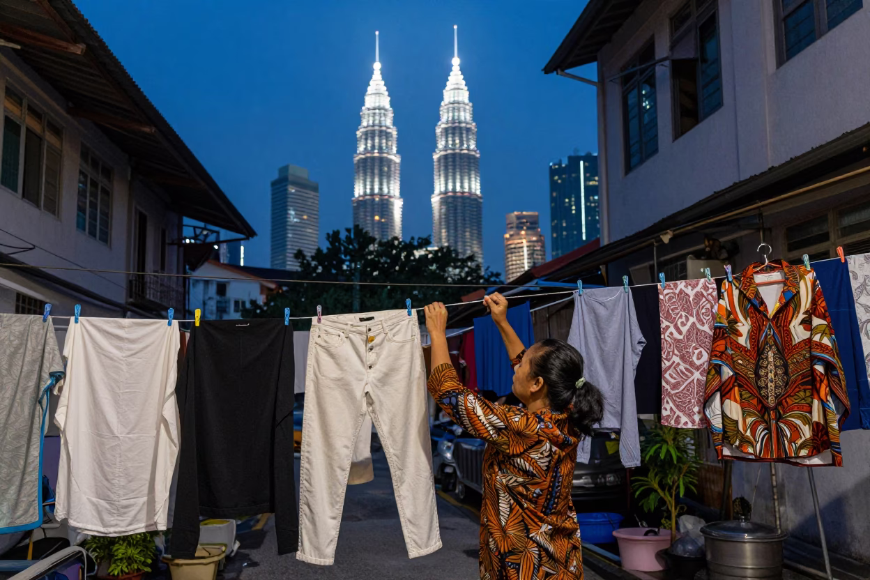 Street Scene in Kuala Lumpur at Blue Hour in in Kuala Lumpur, Malaysia