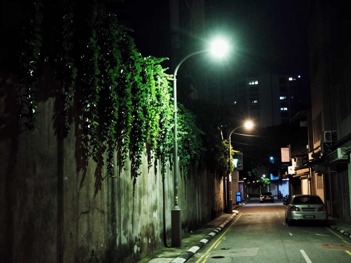 Street Scene in Kuala Lumpur at Deep In The Night Light in in Kuala Lumpur, Malaysia