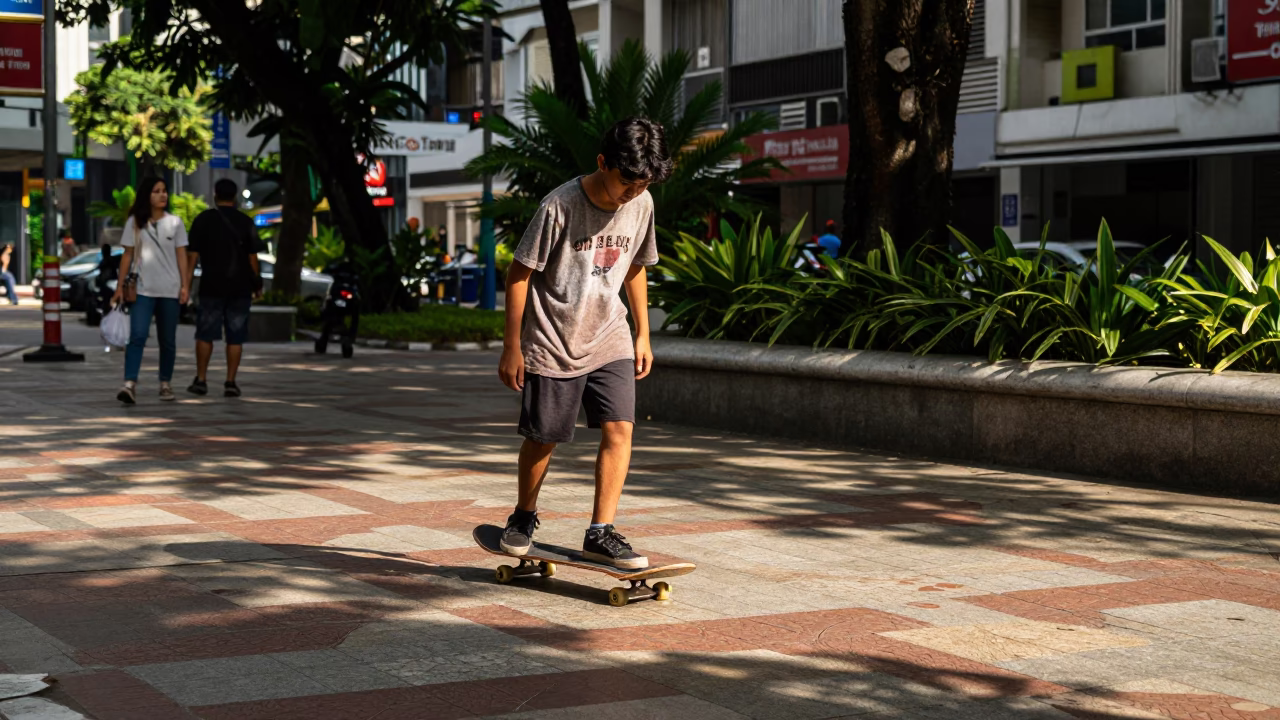 Street Scene in Kuala Lumpur at Evening Light in in Kuala Lumpur, Malaysia