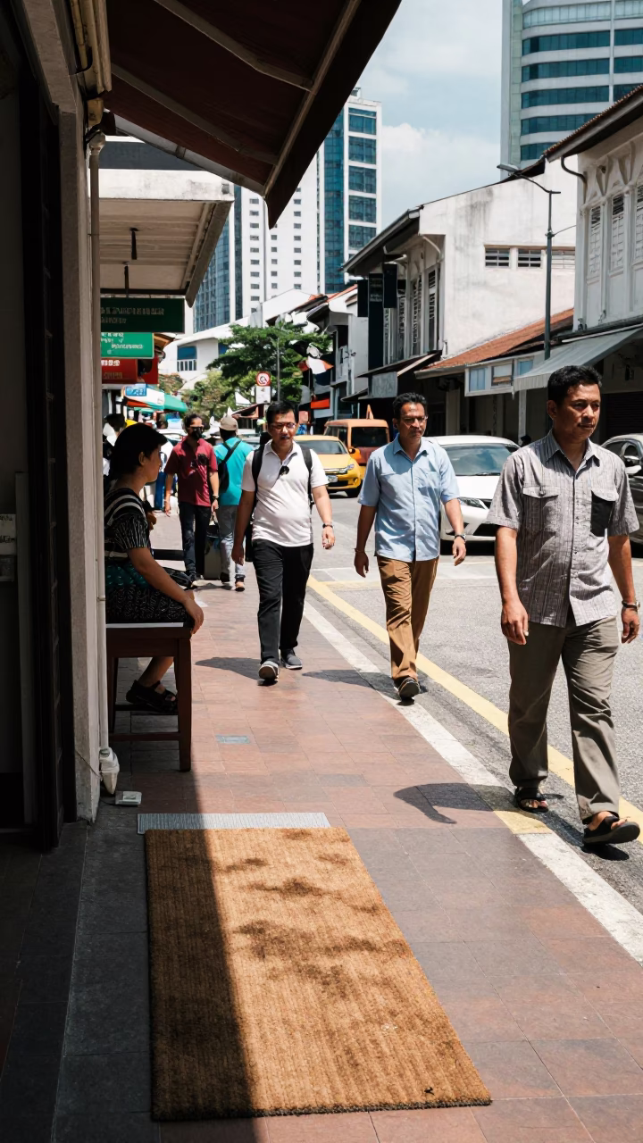 Street Scene in Kuala Lumpur at Flat Noon Light in in Kuala Lumpur, Malaysia
