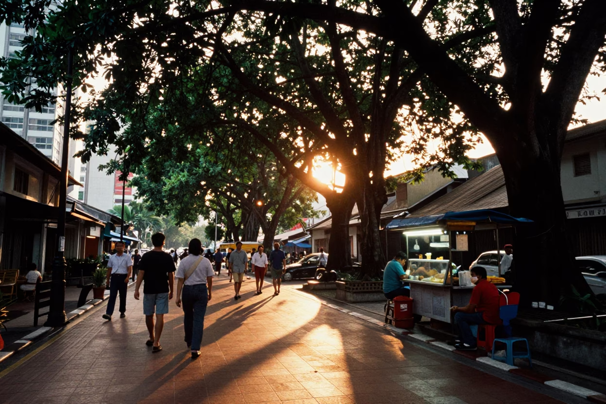 Street Scene in Kuala Lumpur at Golden Hour in in Kuala Lumpur, Malaysia