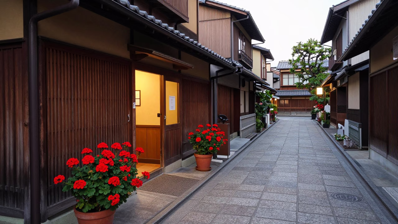 Street Scene in Kyoto at Evening Light in in Kyoto, Japan