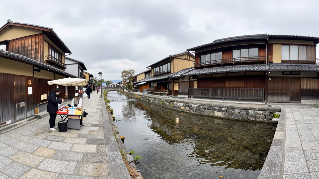 Street Scene in Kyoto at Midday Light in in Kyoto, Japan