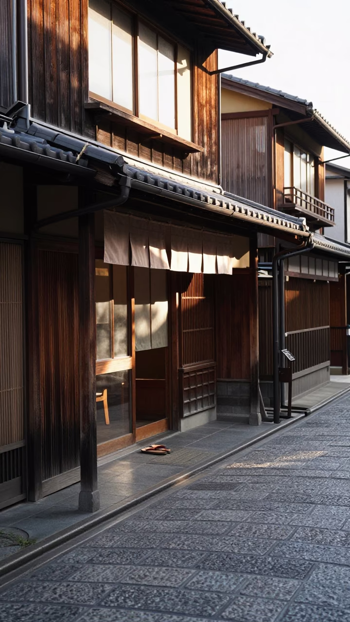 Street Scene in Kyoto at The Late Morning Light in in Kyoto, Japan