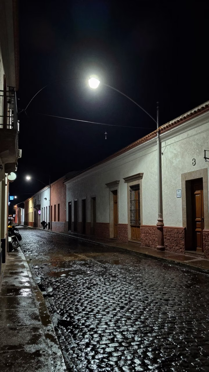 Street Scene in La Paz at Late At Night Light in in La Paz, Bolivia