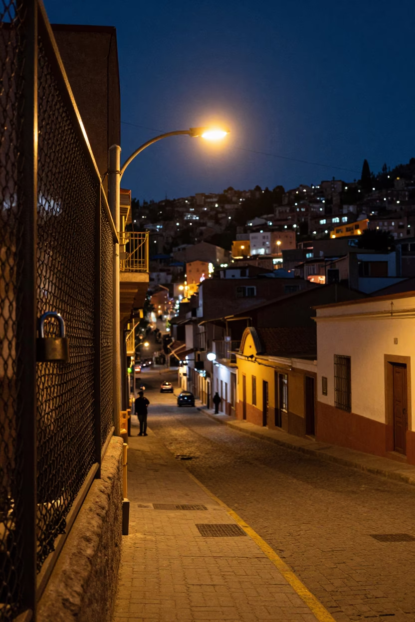 Street Scene in La Paz at Late At Night Light in in La Paz, Bolivia