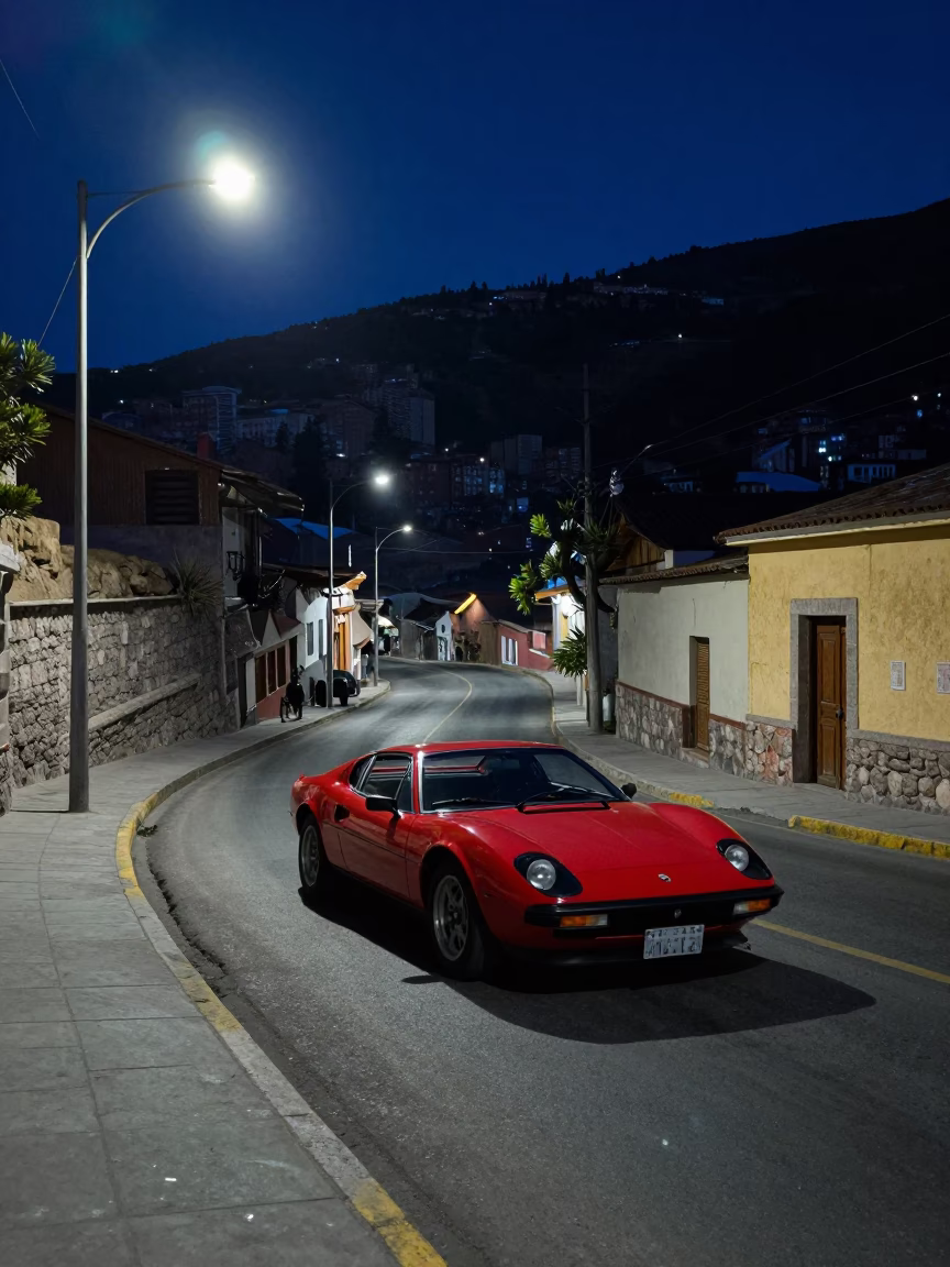 Street Scene in La Paz at Midnight Light in in La Paz, Bolivia