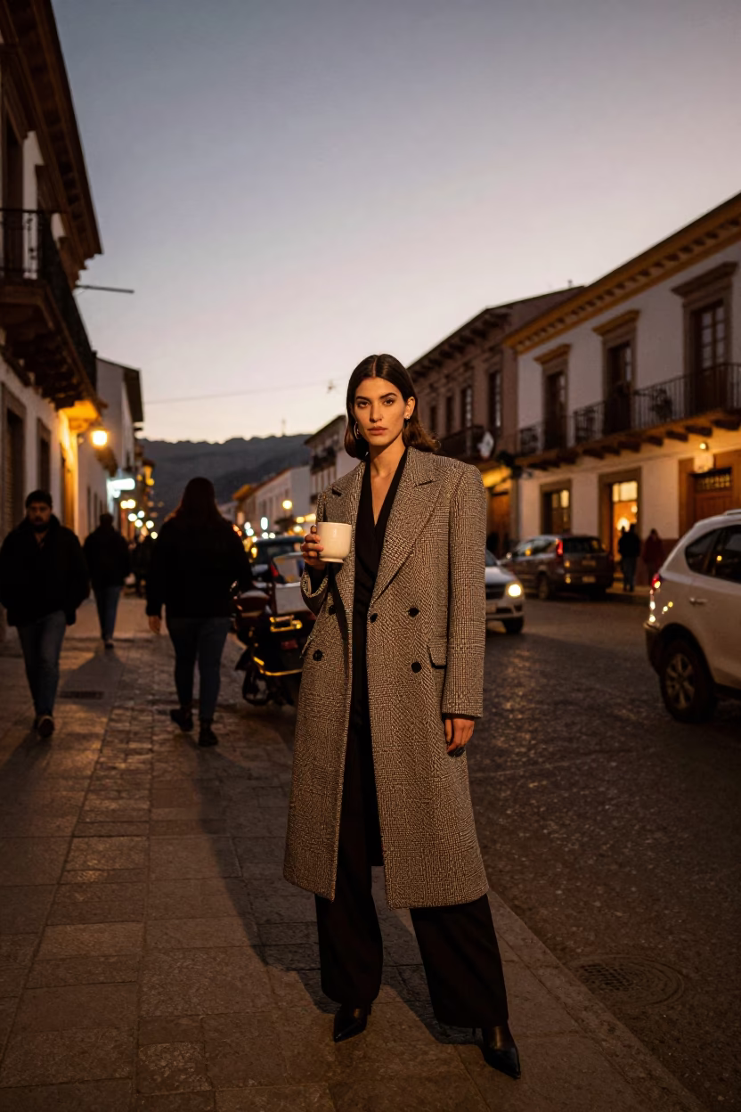 Street Scene in La Paz at Twilight in in La Paz, Bolivia