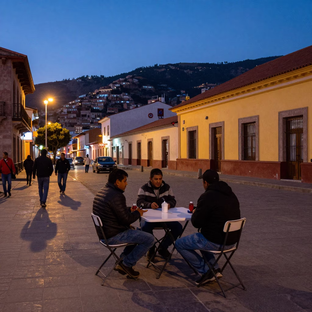 Street Scene in La Paz at Twilight in in La Paz, Bolivia