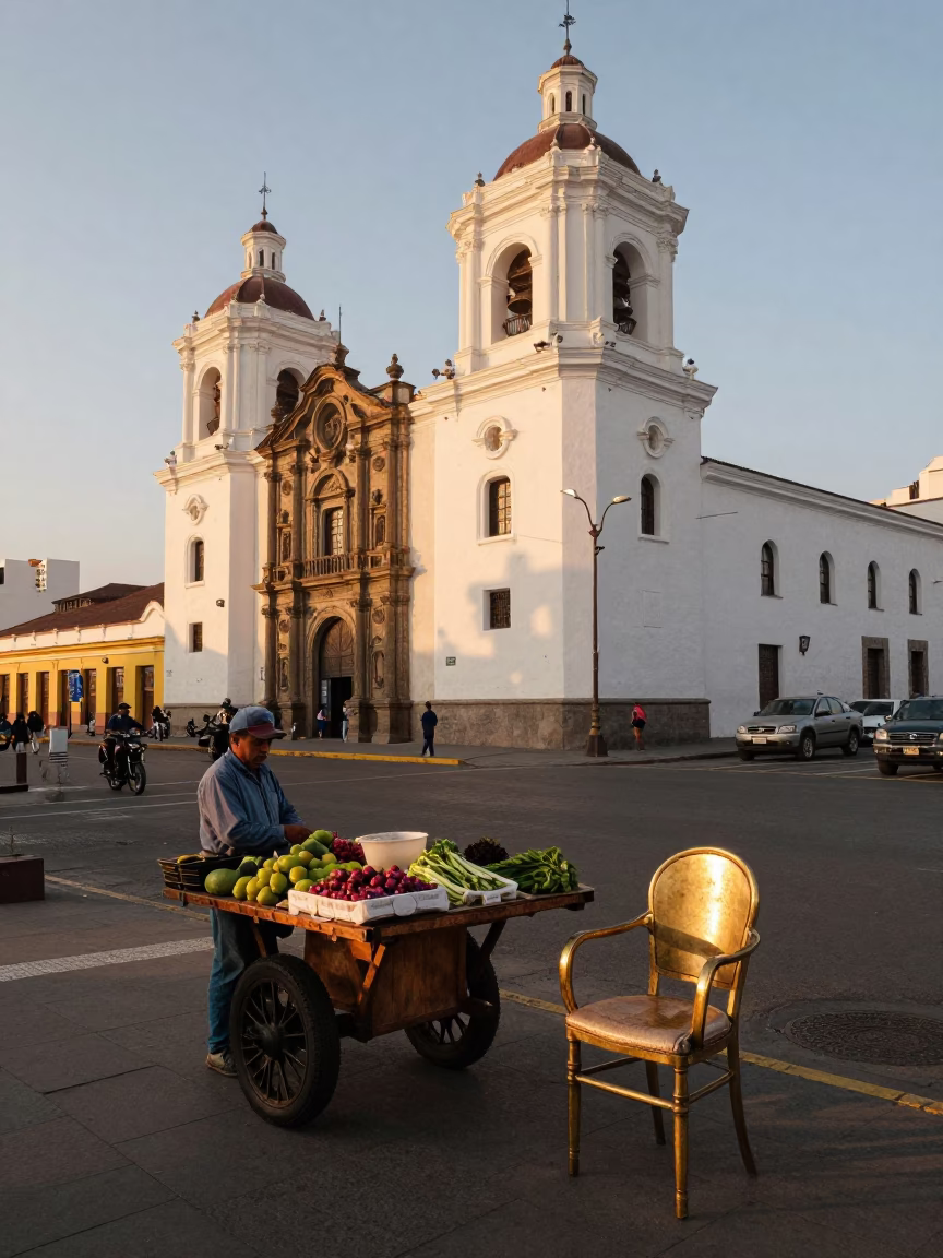 Street Scene in Lima at Golden Hour in in Lima, Peru
