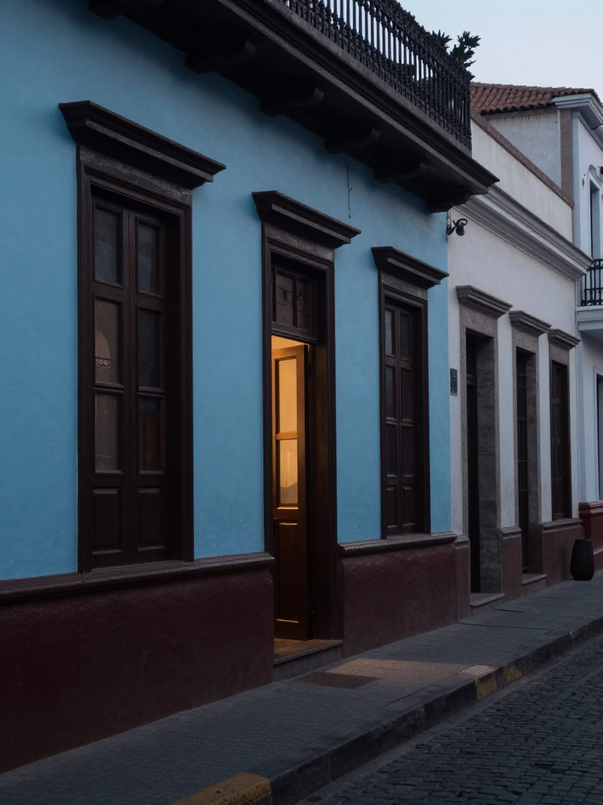 Street Scene in Lima at Sunrise Light in in Lima, Peru