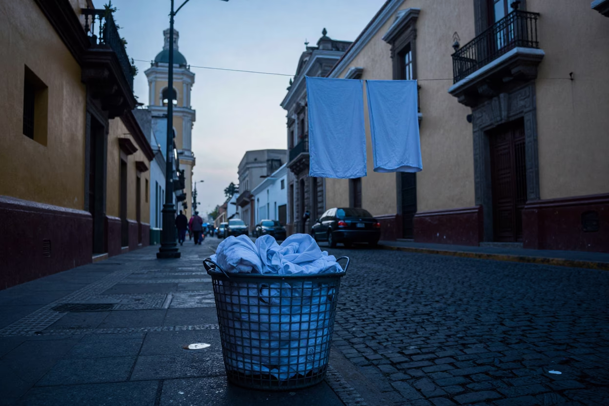 Street Scene in Lima at Sunrise Light in in Lima, Peru