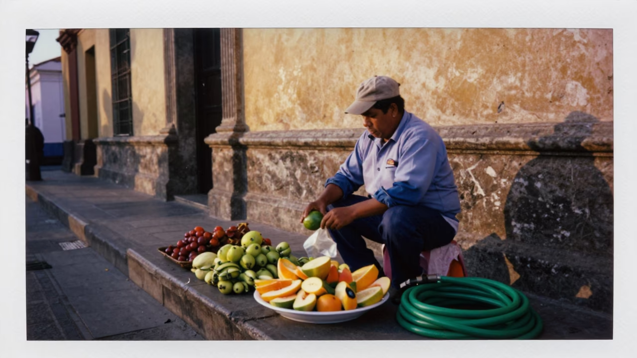 Street Scene in Lima at Sunset Light in in Lima, Peru