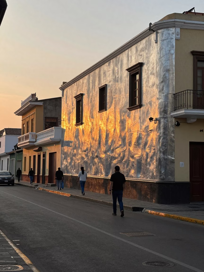 Street Scene in Lima at Sunset Light in in Lima, Peru