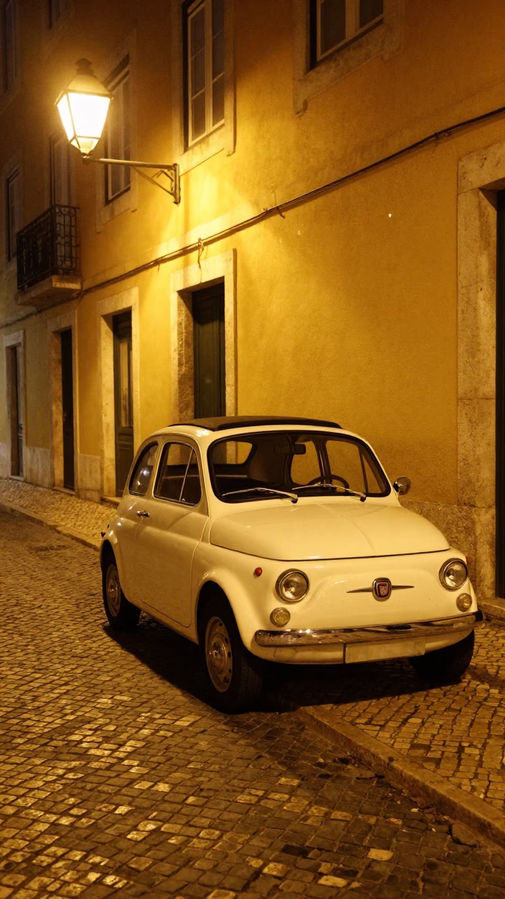 Street Scene in Lisbon at Midnight Light in in Lisbon, Portugal