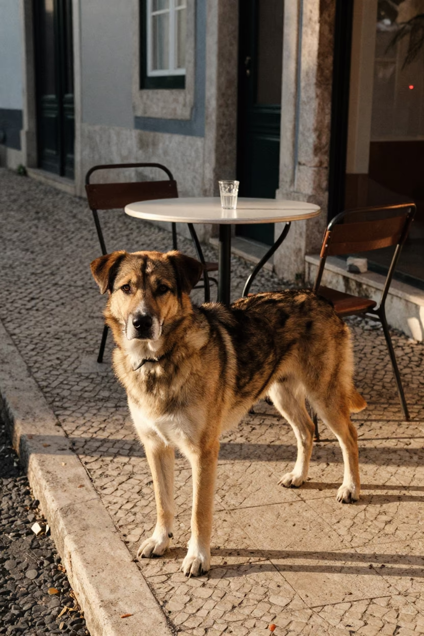 Street Scene in Lisbon at The Late Afternoon Light in in Lisbon, Portugal