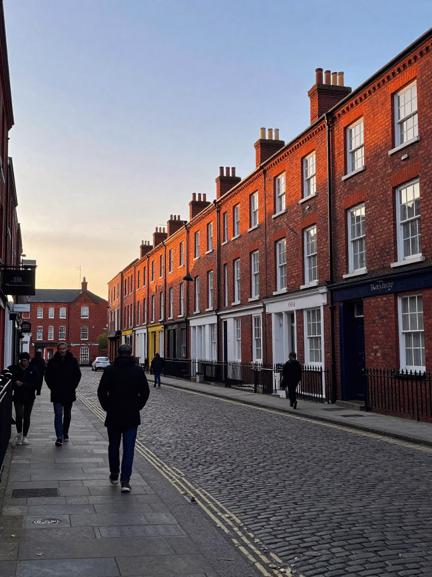 Street Scene in Liverpool at First Light Of Dawn in in Liverpool, United Kingdom