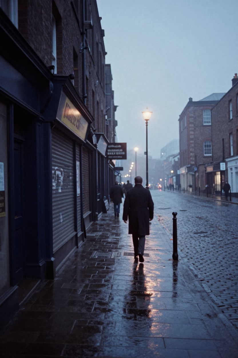 Street Scene in Liverpool at Sunrise Light in in Liverpool, United Kingdom