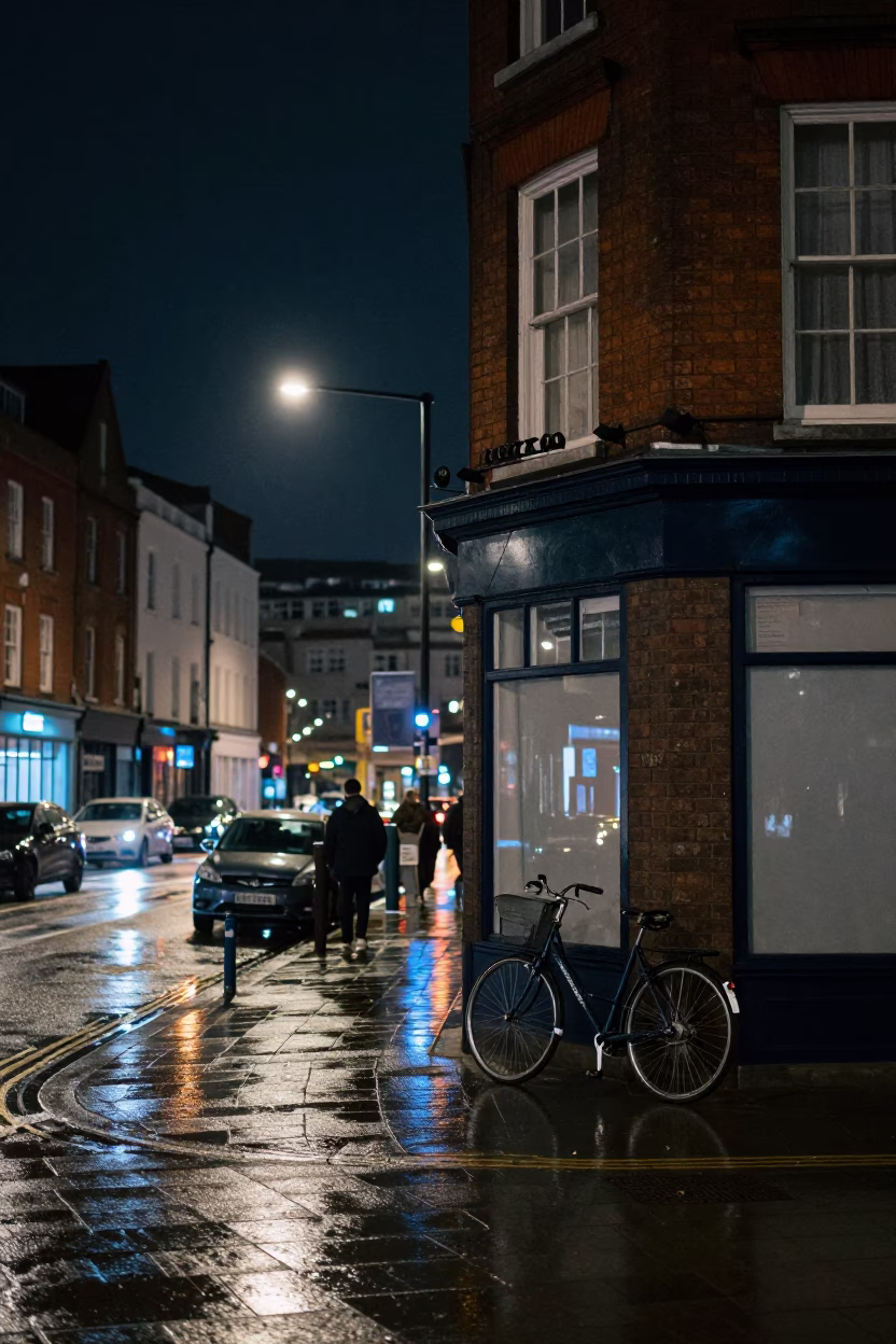 Street Scene in Liverpool at The Deepest Night Sky Light in in Liverpool, United Kingdom