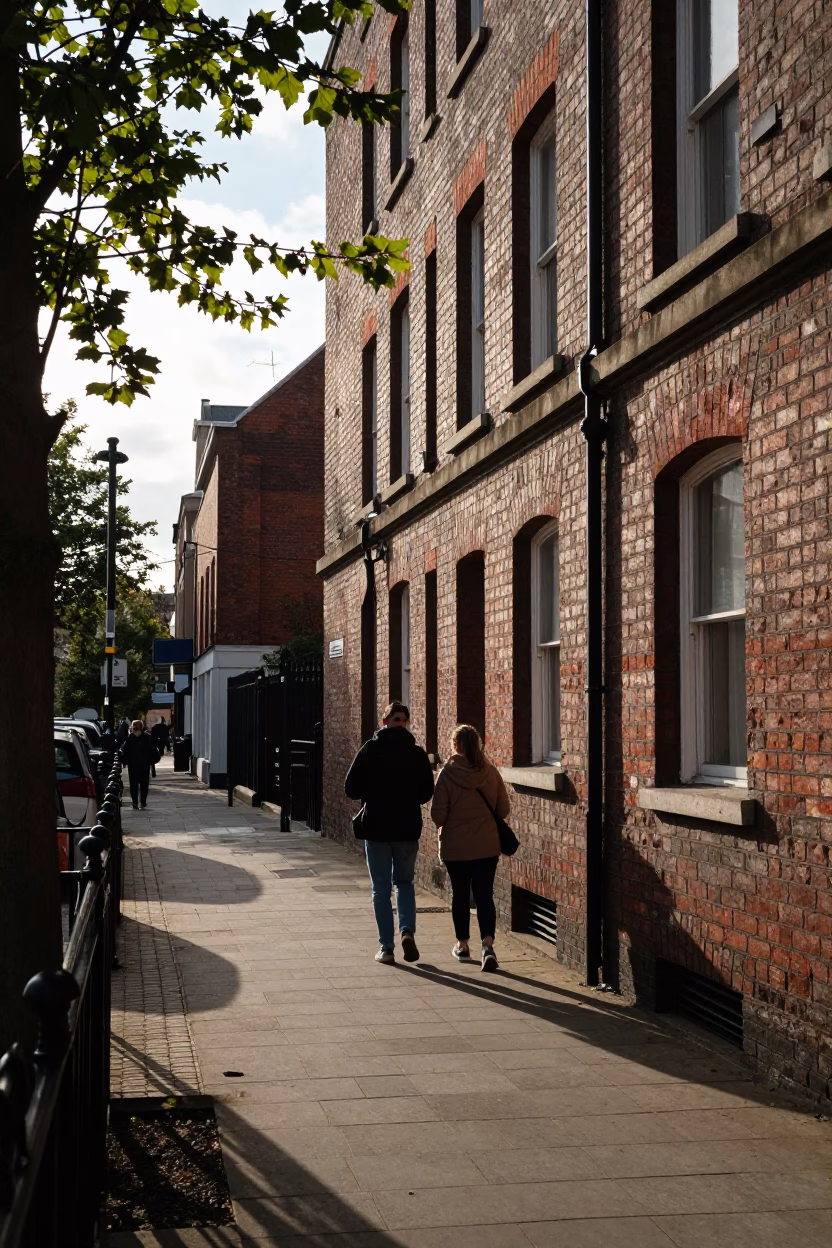 Street Scene in Liverpool at The Early Afternoon Light in in Liverpool, United Kingdom