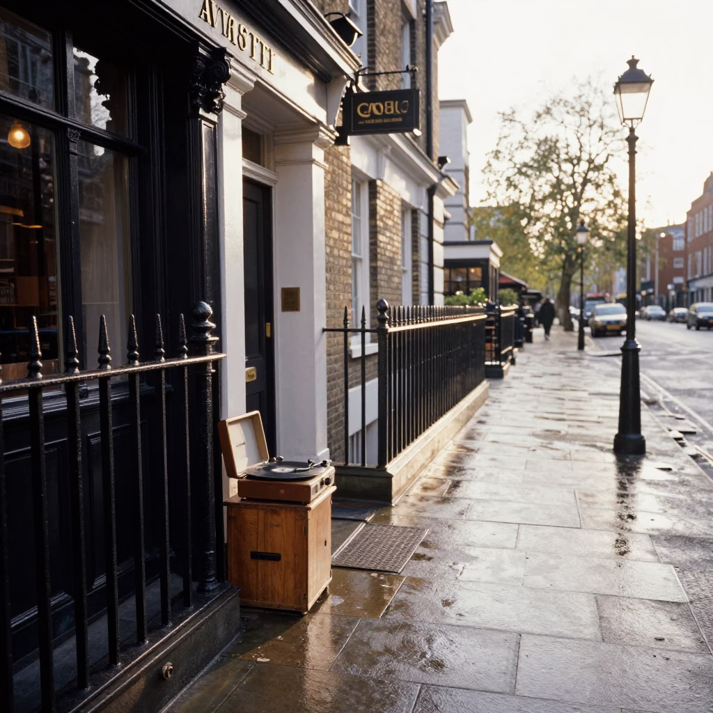 Street Scene in London at As First Light Reaches The Scene in in London, United Kingdom