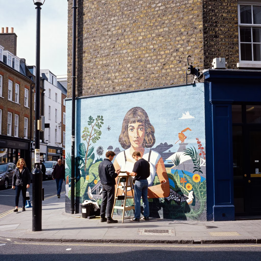 Street Scene in London at Bright Midmorning Light in in London, United Kingdom