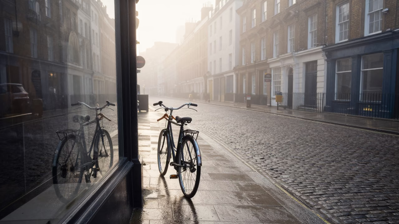 Street Scene in London at Dawn Light in in London, United Kingdom