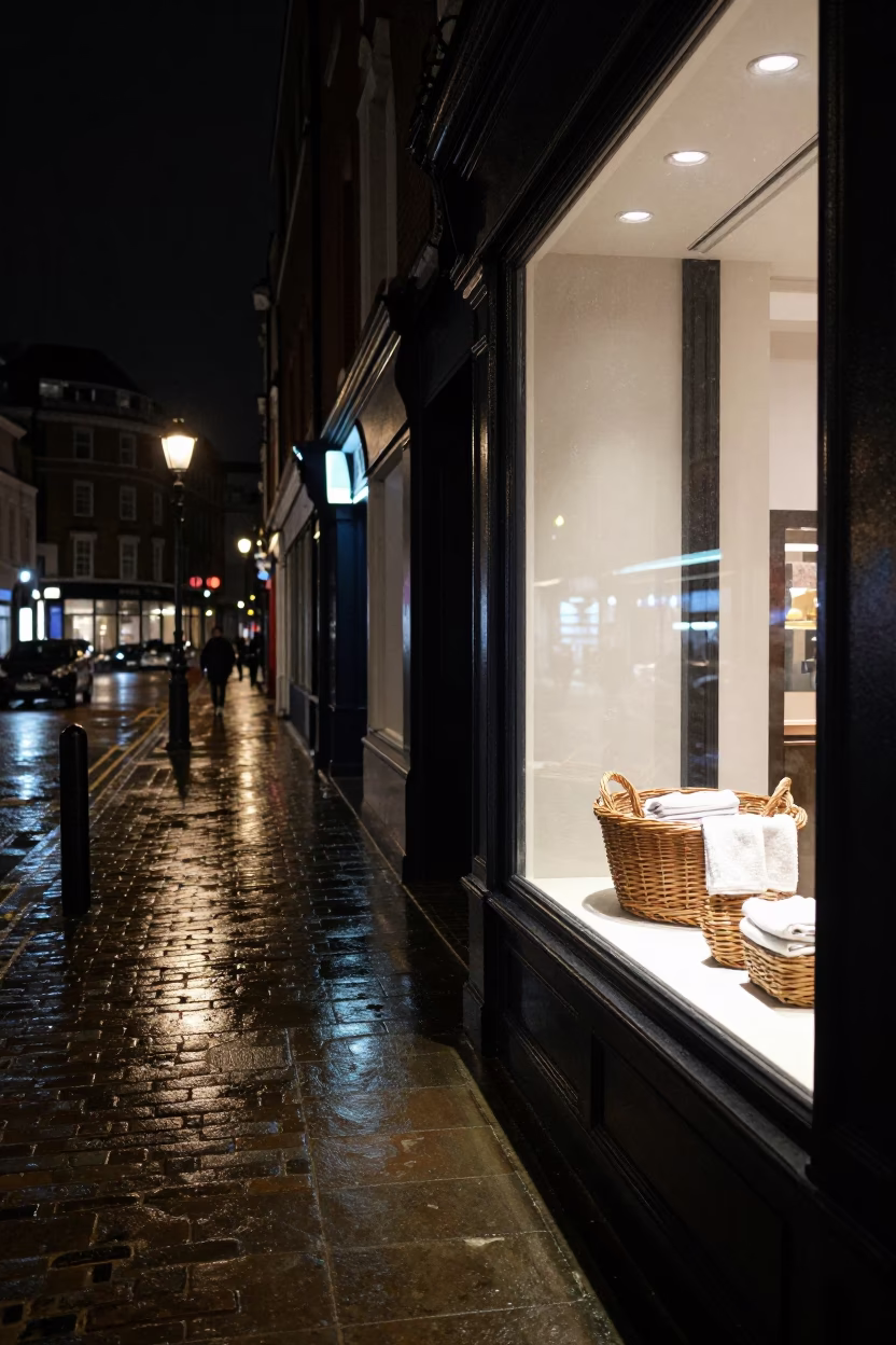 Street Scene in London at Deep In The Night Light in in London, United Kingdom