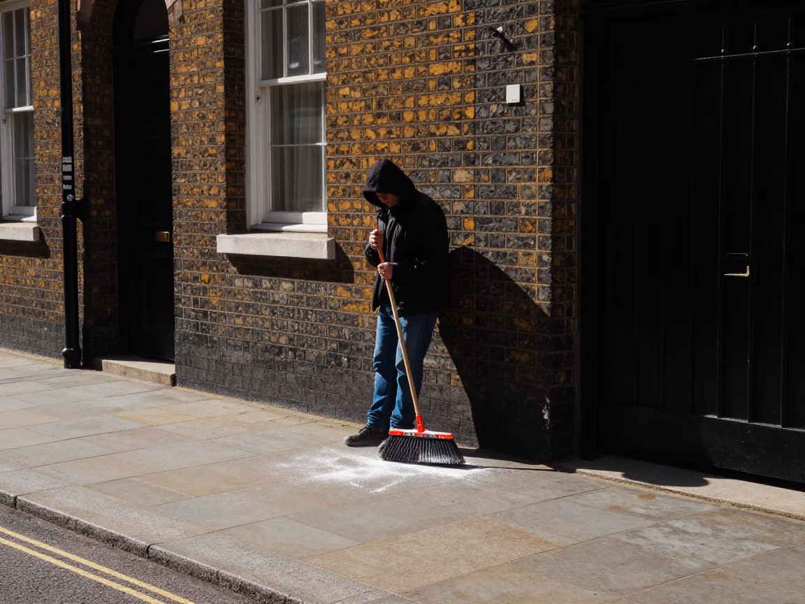 Street Scene in London at Flat Noon Light in in London, United Kingdom
