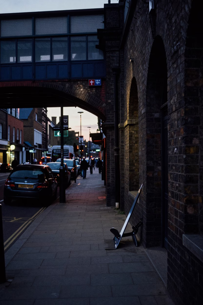Street Scene in London at The Predawn Darkness Light in in London, United Kingdom