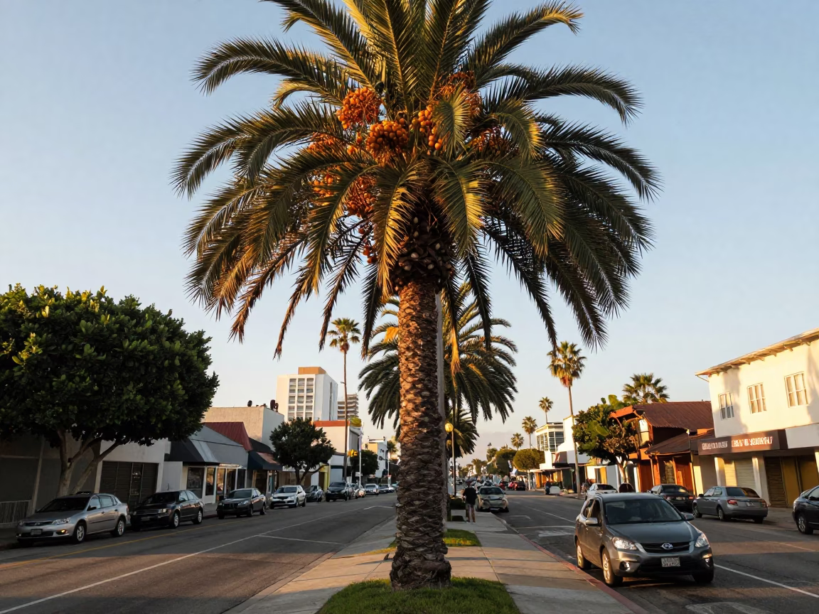 Street Scene in Los Angeles at As First Light Reaches The Scene in in Los Angeles, California, United States