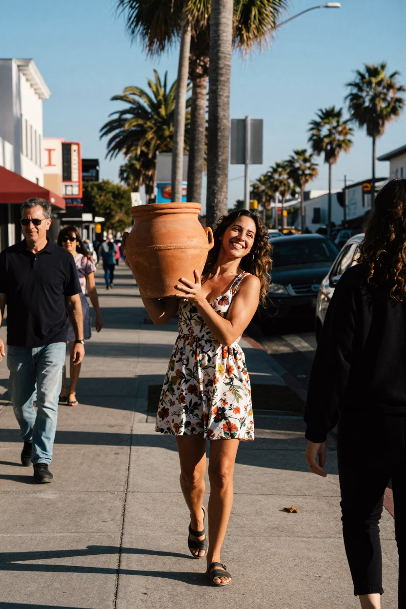 Street Scene in Los Angeles at Clear Late-afternoon Light in in Los Angeles, California, United States