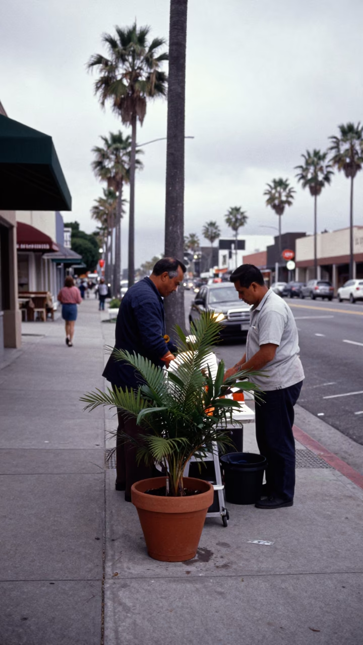 Street Scene in Los Angeles at Midday Light in in Los Angeles, California, United States