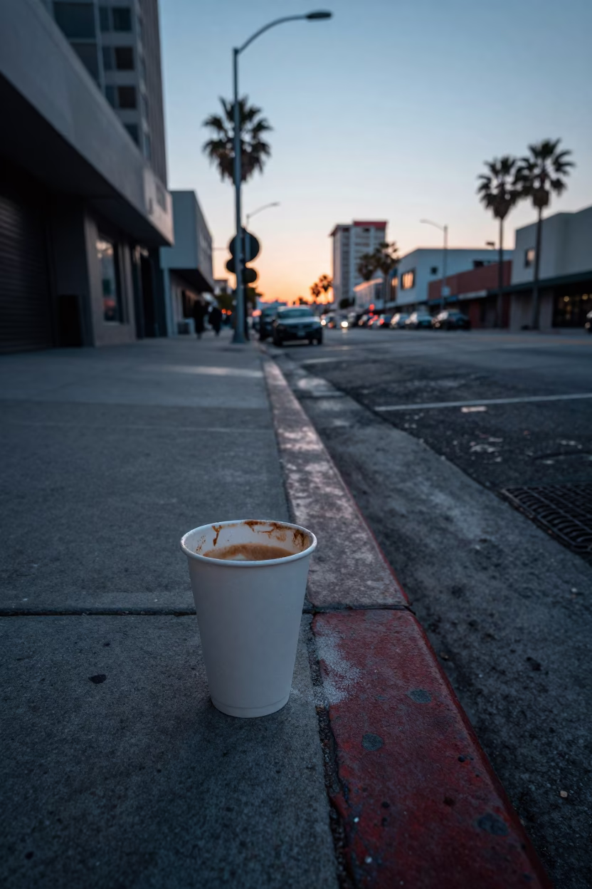 Street Scene in Los Angeles at Sunrise Light in in Los Angeles, California, United States