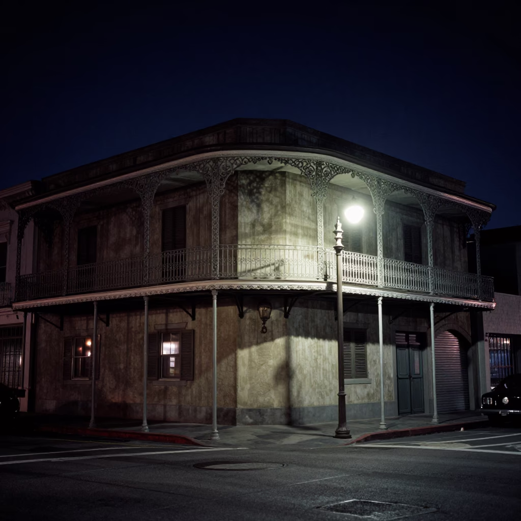 Street Scene in Los Angeles at The Deepest Night Sky Light in in Los Angeles, California, United States